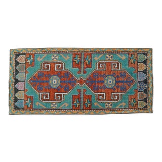 1970s Vintage Hand Knotted Turkish Small Rug For Sale