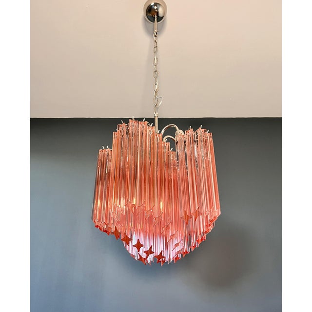 Modern Quadriedri Glass Chandelier in 60 Pink Prism Quadriedri, 1990 For Sale - Image 14 of 17