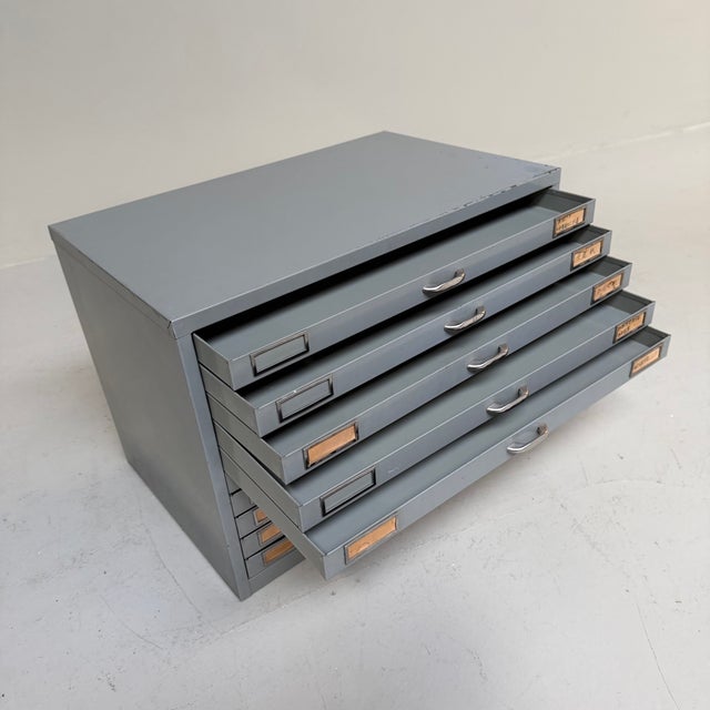 Japanese Industrial Metal Filing Cabinet, 1950s For Sale - Image 6 of 14