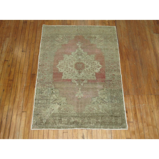 Mid 20th Century Soft Pink Turkish Oushak Rug - 3'10" x 5'6" For Sale - Image 14 of 18