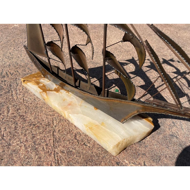 John Demott Brutalist Mid-Century Torch Cut Metal Clipper Ship Boat Sculpture For Sale - Image 10 of 10