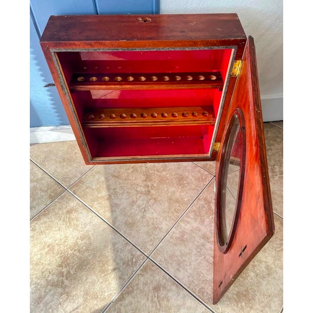 1940s Antique Oak Clock Case Repurposed as Tobacco Pipe Display Cabinet For Sale - Image 5 of 9