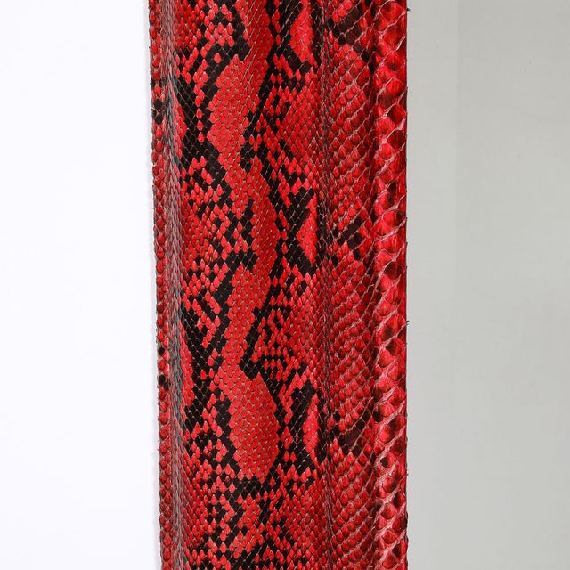 Mid-Century Molding Mirror in Red & Black Python Leather by Karl Springer For Sale - Image 16 of 16