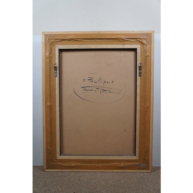 Andrea Patrisi Posillipo Naples Nautical Harbour Boat Oil Painting on Board 37" For Sale - Image 11 of 12