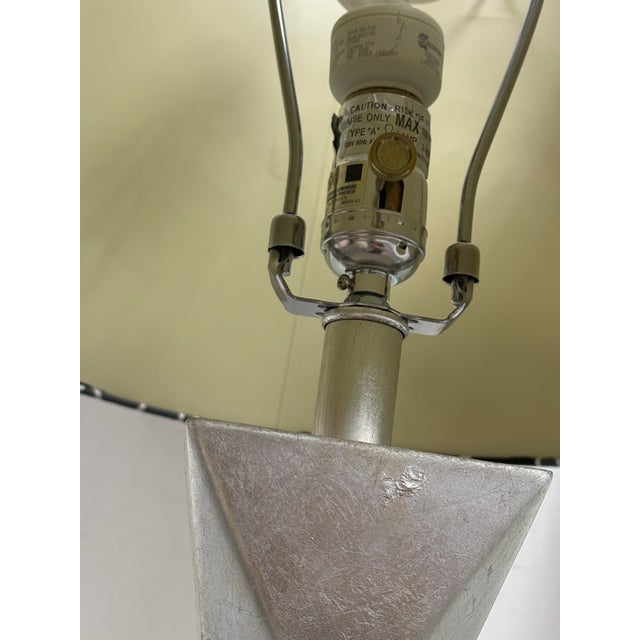 Geometric Silver Table Lamps, Pair For Sale - Image 10 of 12
