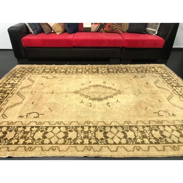 Vintage Turkish Oushak Hand Made Rug For Sale In Phoenix - Image 6 of 11