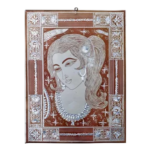 Engraving on Silver Sheet Depicting Beautiful Woman