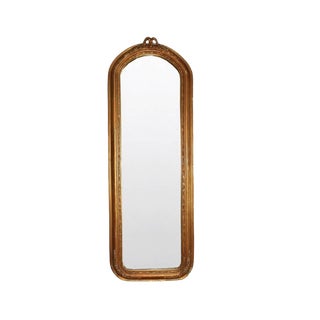 Louis XVI Style Hand-Carved Tall Giltwood Mirror With Ribbon and Floral Motif For Sale