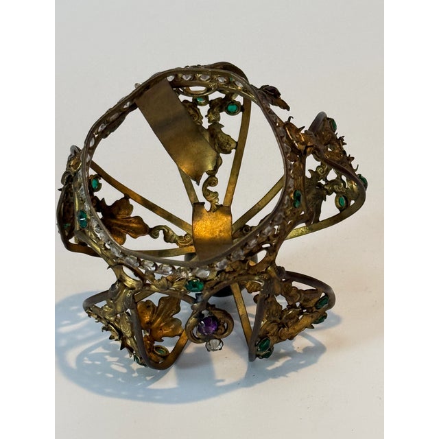Gemstone Antique French Brass Religious Crown – Late 19th Century For Sale - Image 7 of 9