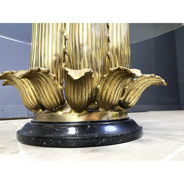 Italian Brass Leaf and Marble Coffee Table, 1970s For Sale - Image 4 of 9