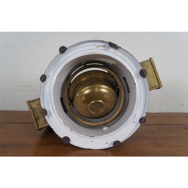 Brass Antique Copper Brass Nautical Maritime Gimbal Compass Binnacle Ship Oil Lamp For Sale - Image 8 of 11