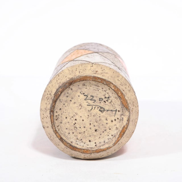 Mid-Century Modernist Hand Painted Ceramic Vase, Signed Thor For Sale - Image 11 of 12