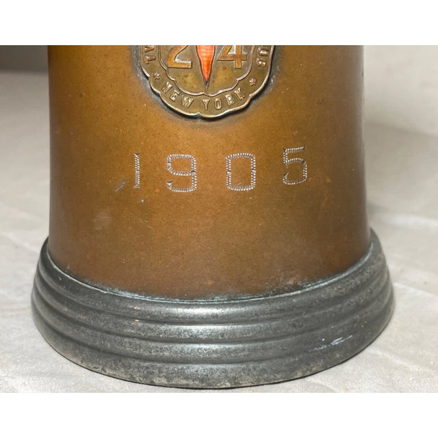 Art Deco Antique 1905 Arts & Crafts Stein 24 Karat Club Ny John Frick Pewter Copper For Sale - Image 3 of 11
