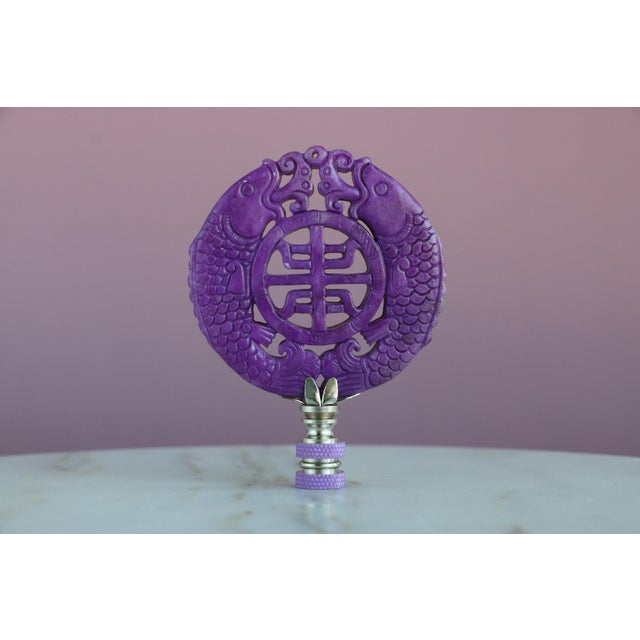 Kissing Koi Fish Lamp Finials on Chrome Hardware - A Matching Pair For Sale - Image 4 of 8