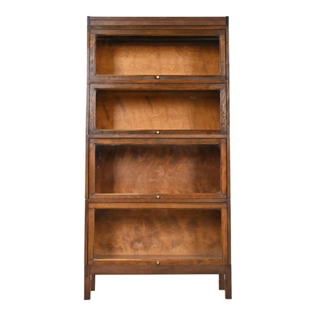Antique Shaw Walker Arts & Crafts Mahogany Four-Stack Barrister Bookcase, 1920s For Sale