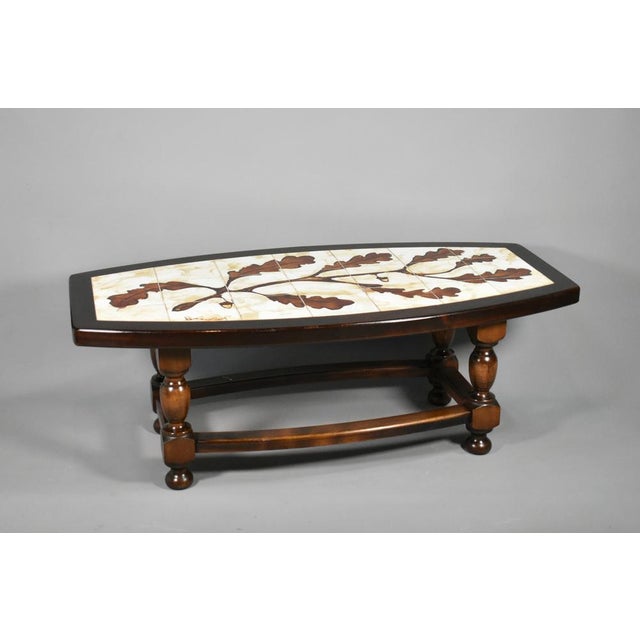 Mid-Century Modern French Coffee Table with Tiled Signed Top, 1970s For Sale - Image 3 of 16