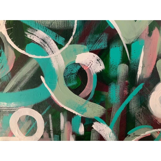 Abstract Modern Abstract Expressionist Painting, Framed For Sale - Image 3 of 10