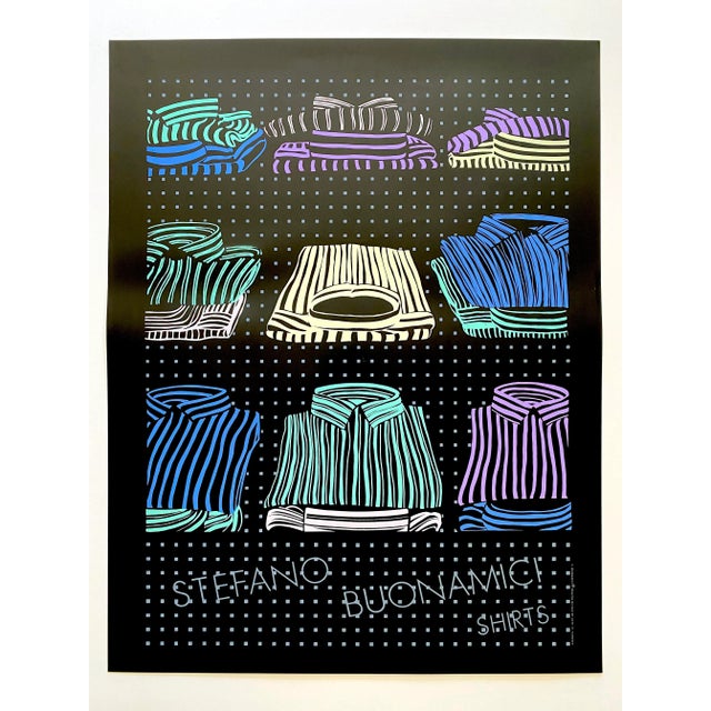 This Stefano Buonamici rare vintage 1980's " Shirts " Postmodern fine art silkscreen print Italian Pop Art poster is a...