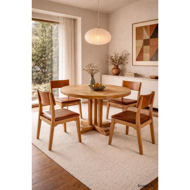 1970s Large French Round Elm Dining Table from Charlotte Perriand For Sale - Image 5 of 13
