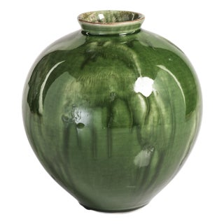 Bulbus Glazed Ceramic Vase, Deep Green For Sale