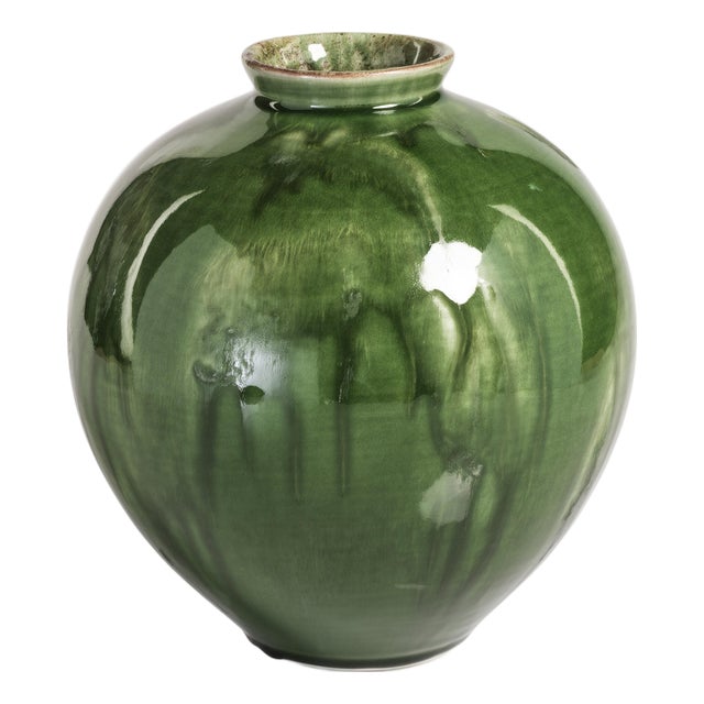 Bulbus Glazed Ceramic Vase, Deep Green For Sale