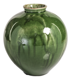 Bulbus Glazed Ceramic Vase, Deep Green