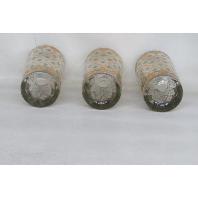 Culver Valencia Mid Century Barware Gold Highlight Glass Water Bar Cups Set of 3 For Sale - Image 12 of 12
