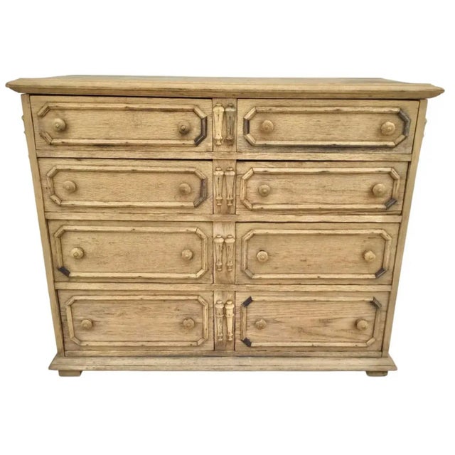 Jacobean Style Bleached Oak Chest For Sale - Image 10 of 10