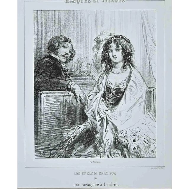 Paul Gavarni, Une Partageuse à Londres, Lithograph, 1850s For Sale
