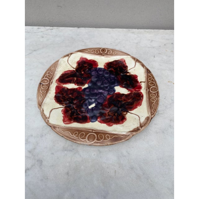 Orchies French Majolica Grapes Plate Orchies, Circa 1900 For Sale - Image 4 of 6