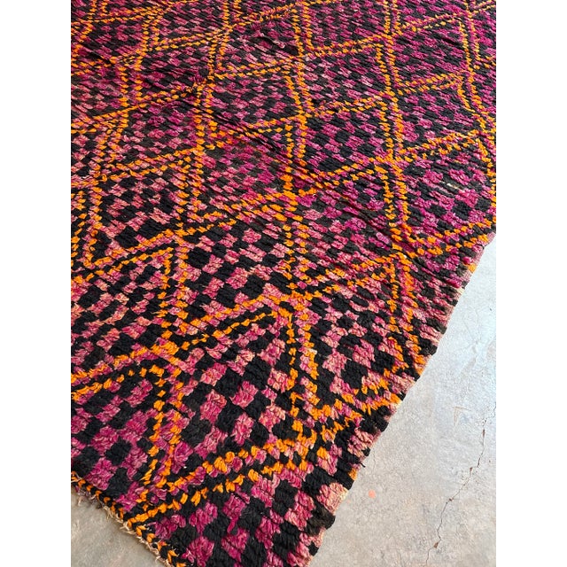 Textile 1980s Purple With Orange Moroccan Rug - 13.7 X 7.12 Ft For Sale - Image 7 of 10
