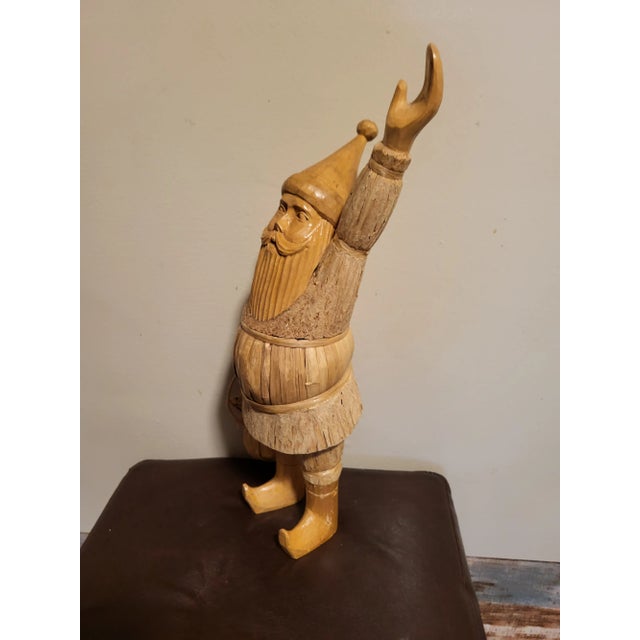 Vintage Santa Claus Corn Husk and Carved Decor For Sale - Image 4 of 5