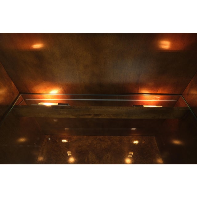 Brown Set of 3 Burl Wood Lighted Cabinets Wall Units Mid Century Modern MINT For Sale - Image 8 of 17
