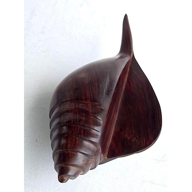 Vintage Hand Carved Ironwood Conch Shell For Sale - Image 12 of 17