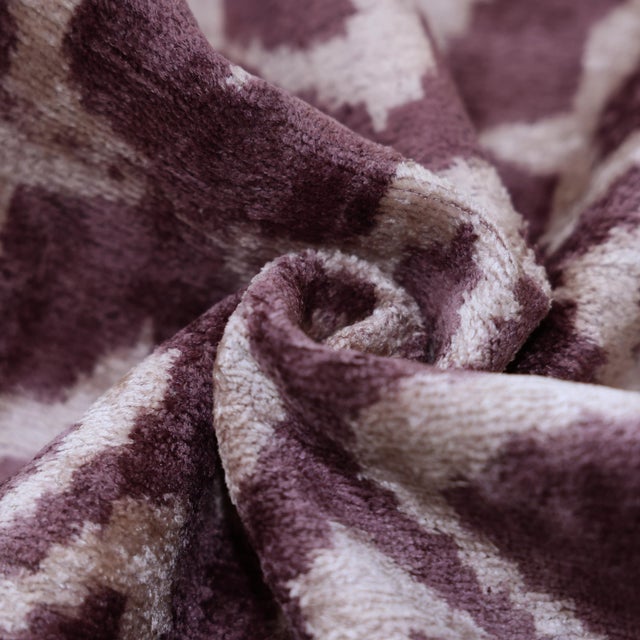 2020s Hand-Knotted Plum Ikat Silk Velvet Pillow - 16x16 Organic Vegetable Dyed For Sale - Image 5 of 8