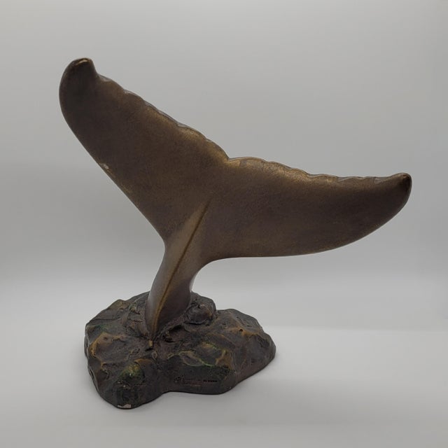 Bronze Vintage 1999 Wyland Austin Sculptures Tranquility Whale Tail Bronze Figurine For Sale - Image 8 of 18