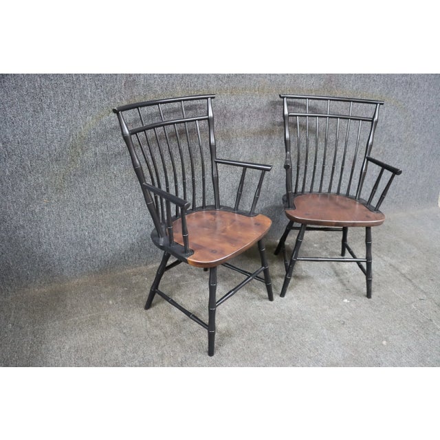 French Country Benchmade Bamboo Style Cherry Armchairs For Sale - Image 3 of 11