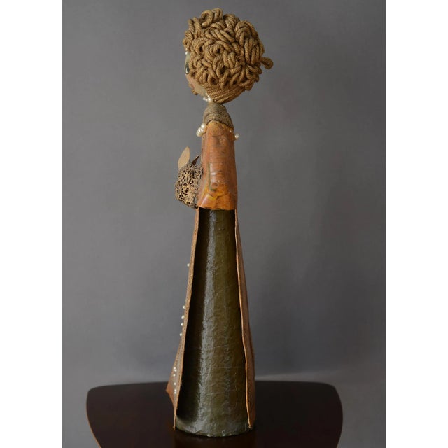 Large Vintage Paper Mache Lady Queen Sculpture For Sale In San Francisco - Image 6 of 13