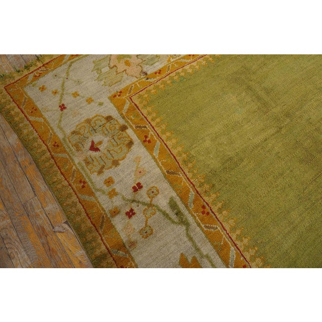 Late 19th Century Decorative Green Color & Ivory Border Allover Pattern Antique Turkish Oushak Rug For Sale - Image 5 of 12