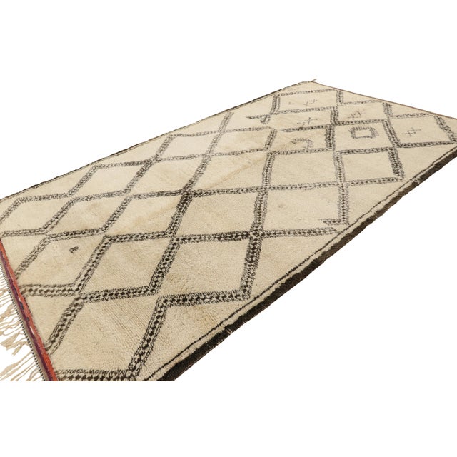 Rug & Kilim Vintage Moroccan Rug in Beige With Brown Geometric Patterns, From Rug & Kilim For Sale - Image 4 of 8