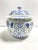Large Vintage Blue & White Porcelain Lidded Ginger Jar With Side Handles - Chinoiserie Decor For Sale - Image 4 of 10