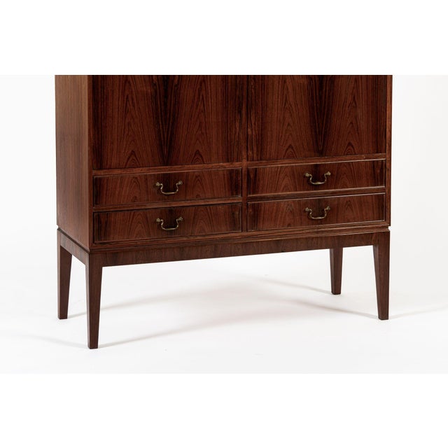 Wood 1960s Mid Century Swedish Modern Tall Rosewood Cabinet For Sale - Image 7 of 12