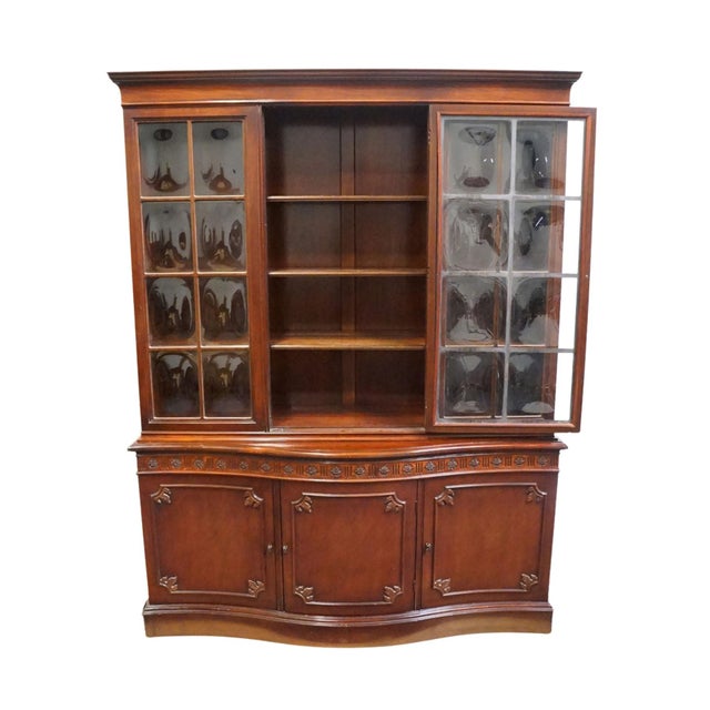 High End Vintage Solid Mahogany Traditional Style 56" China Cabinet W. Bubble Glass For Sale - Image 4 of 13