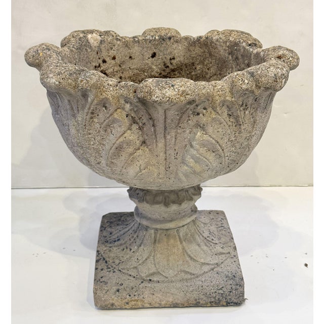 English English Garden Stone Planter Pot or Urn With Acanthus Relief - Three Available For Sale - Image 3 of 11