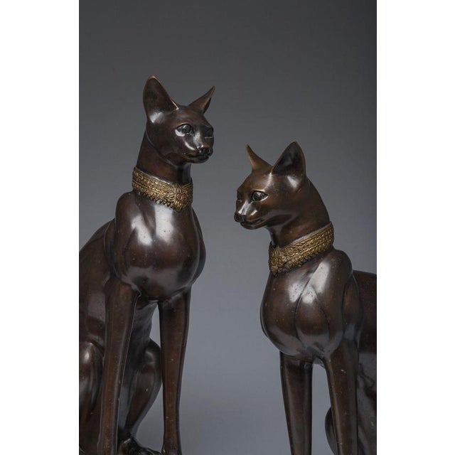 1970s Vintage French Bronze Cats, 1970, Set of 2 For Sale - Image 5 of 12