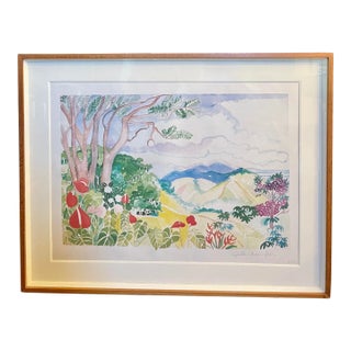 Signed Lithograph by Guita Chariker Featuring a Brazilian Landscape and Botanicals. 02/133 For Sale