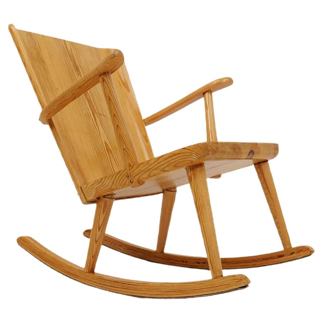 Mid-Century Rocking Chair in Pine from Göran Malmvall, Sweden, 1940s For Sale