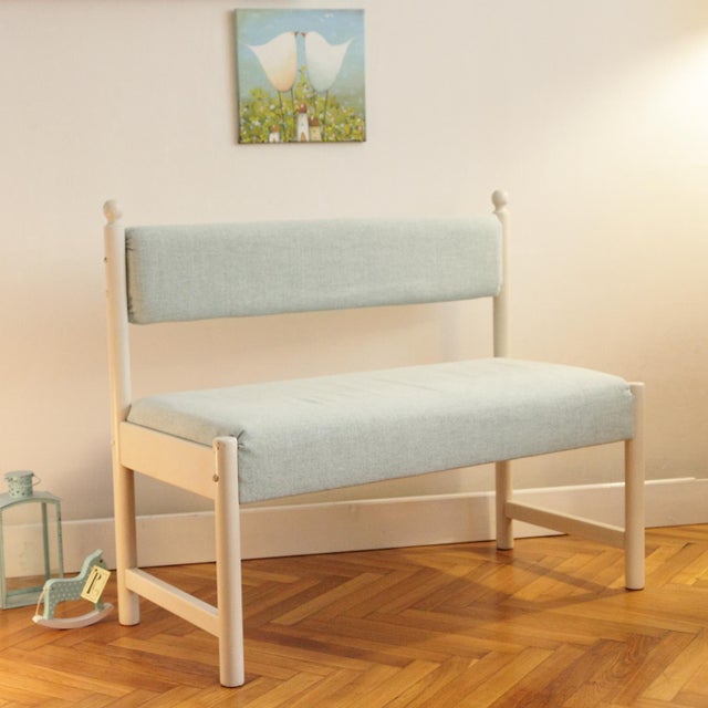 French Style Turquoise Bench, 1970s For Sale - Image 12 of 12