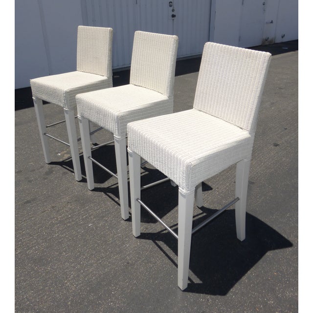 French Country White Rattan Counter Stools 3 Chairish