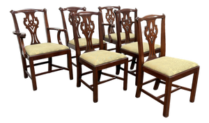 Henkel Harris Chippendale Style Dining Chairs, Set of Six